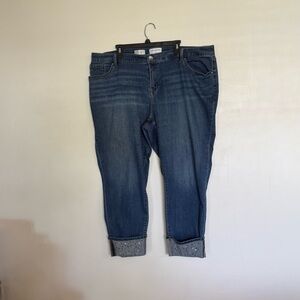 Lane Bryant Women Blue Denim Jeans Embellished Cuffs Sz 20
